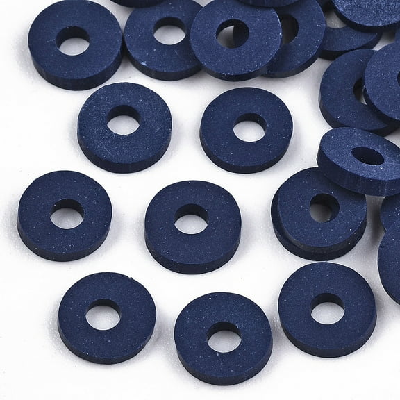 50gs Handmade Polymer Clay Beads for DIY Jewelry Crafts Supplies Disc/Flat Round Heishi Beads Marine Blue 6x1mm Hole: 2mm about 1175pcs/50g