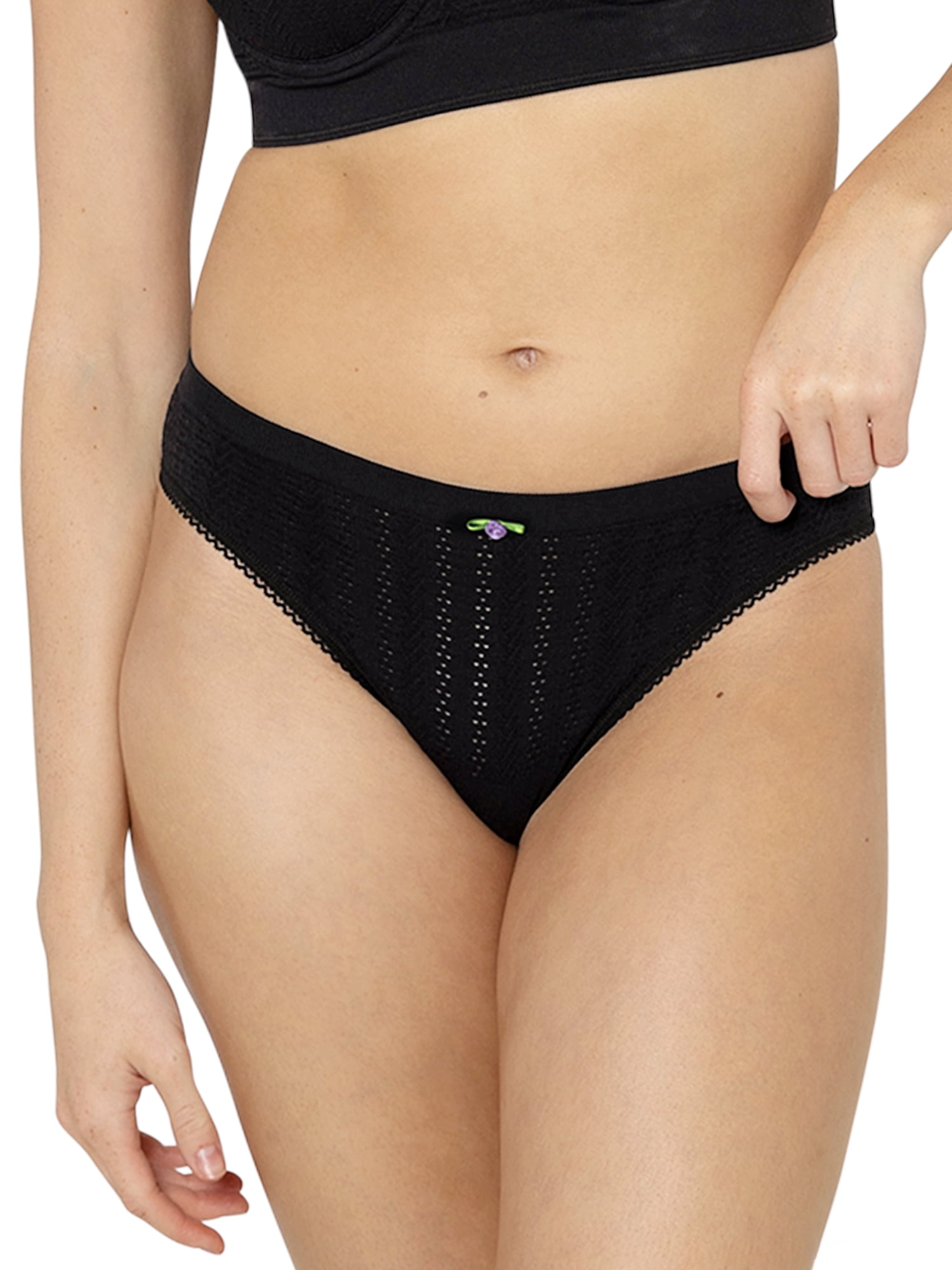 fresh collection by Fruit of the Loom Women's Seamless Pointelle Thong 2-pack