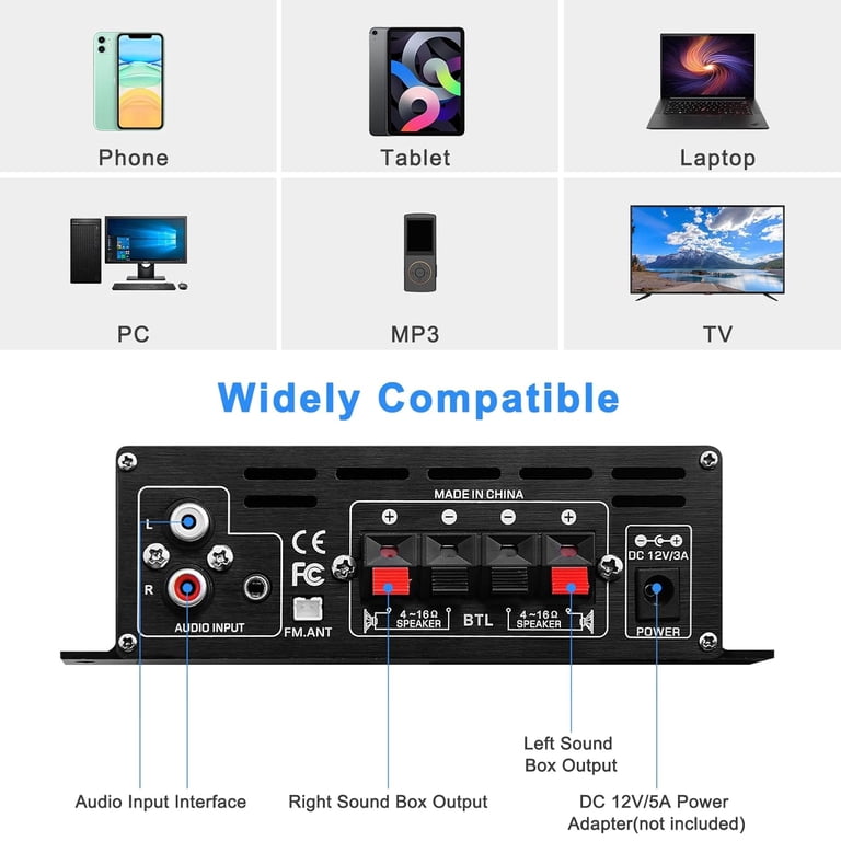AK-380 USB SD BT.C FM AUX Audio Power Amplifier 400W+400W 2.0 CH