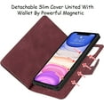 thumbnail image 3 of Wallet Case Compatible with iPhone 11 Detachable 2 in 1 Magnetic Case Case,[6 Card Slots] [Wrist Strap] [Stand Feature] Luxury Leather Cover Shockproof Slim Case for iPhone 11,6.1 inch Burgundy, 3 of 16