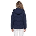 thumbnail image 4 of Wantdo Women's Plus Size Puffer Jacket Padded Fleece Coat Winter Jacket with Hood Navy 2XL, 4 of 9