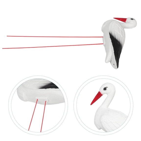 ELAYARD White Garden Crane Statue with Detachable Wire Legs, Elegant Outdoor Yard and Balcony Bird Decor Figurine