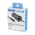 thumbnail image 5 of onn. 2.4A Lightning Car Charger, Vehicle Adapter for iPhone, iPad and iPod, Black, 5 of 9