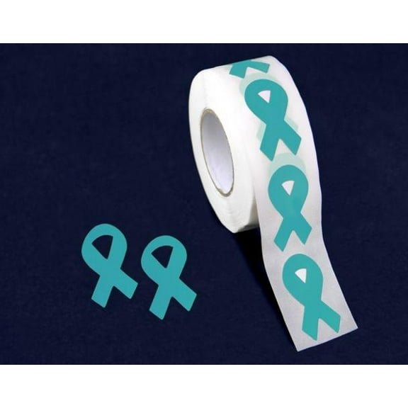 Small Teal Ribbon Stickers (250 per Roll)