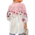 thumbnail image 6 of LEKWK Womens Dressy Tops Regular Fit Keyhole Neck 3/4 Sleeve Tops Regular Fit Elegant Flower Print Blouses & Button-Down Shirts Contrast Color Design Business Casual Outfits, 6 of 7