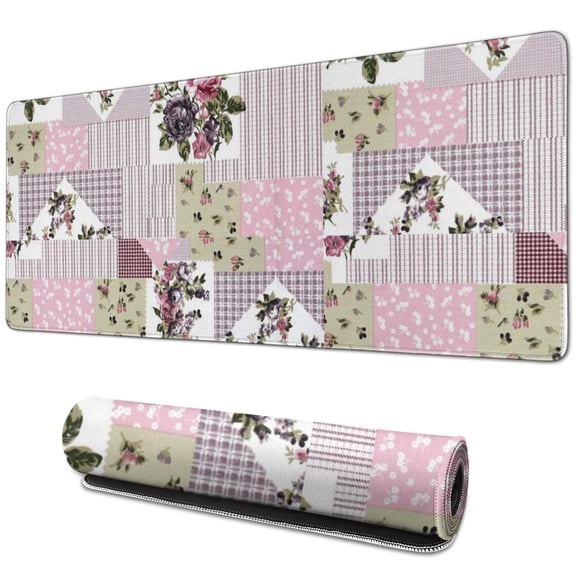 Long Mouse Pads for Desk,Pioneer Flower Floral Print Pattern Desk Mats on Top Of Desks, Desk Mouse Pad Extra Large with 3mm Non-Slip Base and Stitched Edge for Gaming,Office,Work,Home 31.5"x11.8"