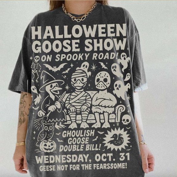 Spooky Goose Halloween T-Shirt, Funny Silly Goose Tee, Toddler Boo Sheet Shirt, Retro Fall Graphic Tee, Cute Halloween Outfit