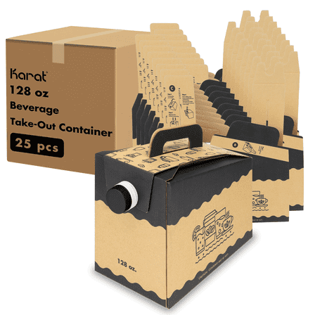 Kraft [25 ct] 128 oz Beverage Take-Out Container, Kraft