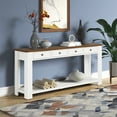 thumbnail image 2 of 63"Console Table with 4 Drawers and 1 Bottom Shelf,Entryway Table Sideboard Hallway Console Table Farmhouse Wood Sofa Table for LivingRoom Entryway Hallway,Long Sofa Table,Easy Assembly,Antique White, 2 of 7