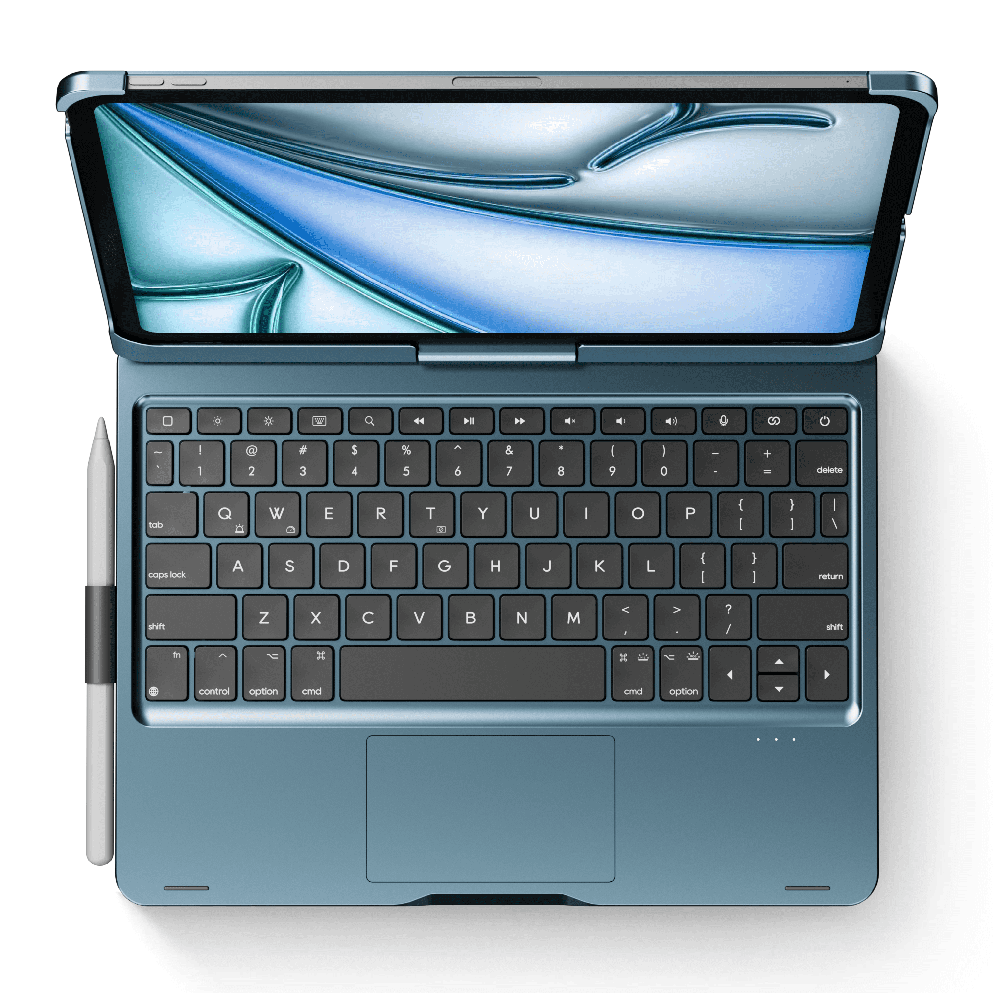 Pekarejue Wireless Keyboard Case for Apple iPad Pro 11 inch  M4 2024 & M5 2025, 360-Degree Rotatable Cover with Pencil Holder, Multi-Touch Trackpad, RGB Backlit Navy Blue