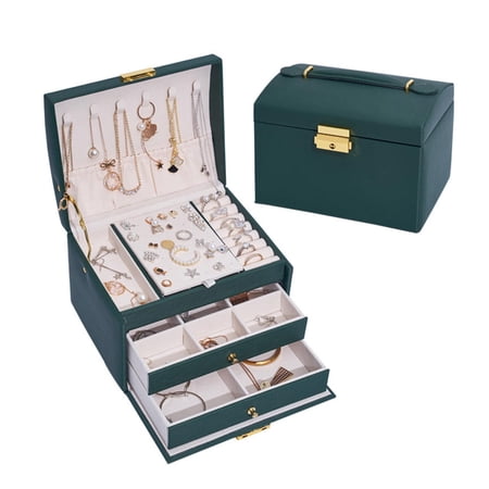 LICEWO Jewelry Storage Box Organizer with Lock Earrings Necklace Box Portable Women s Jewelry Box Travel Jewelry for case