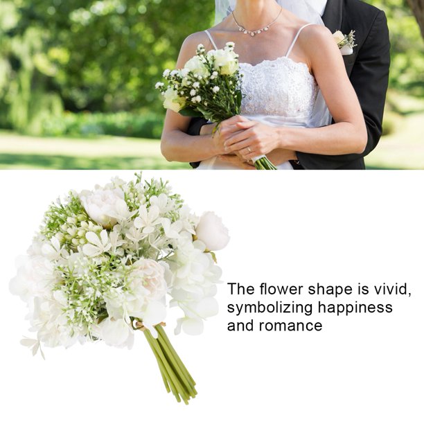 Lanzamiento de Ramo Simulación Ramo de Boda Hermosa Flor de tenencia Nupcial Decoración de la Boda Boda Ramo romántico Novia Ramos de Novia Ramo de Dama de Honor Flores Artificiales(Blanco lechoso) Ecomeon no