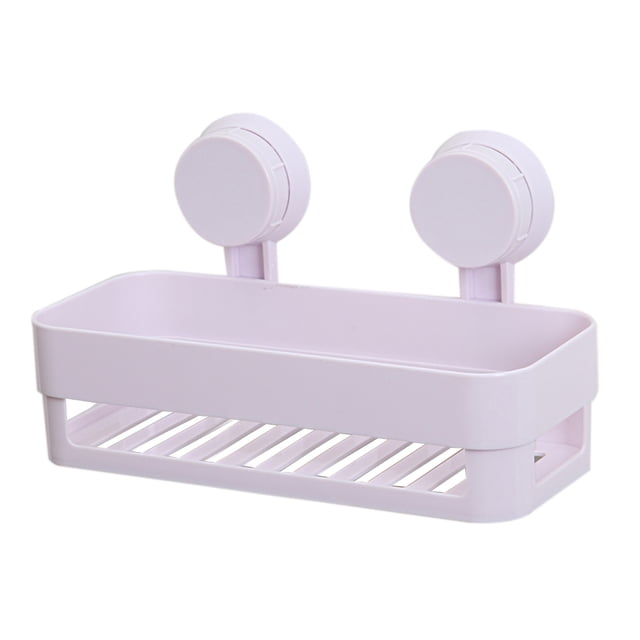 Estante organizador de plástico con ventosa para baño, cocina y ducha (blanco)
