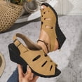 thumbnail image 4 of Wide Sandals for Women,Womens Wedge Sandals,Summer Shoes for Women,Walking Sandals Women,Platform Sandals,Women's Fashionable Casual Plus-Size Peep-Toe Button Sandals,Yellow,7.5, 4 of 6