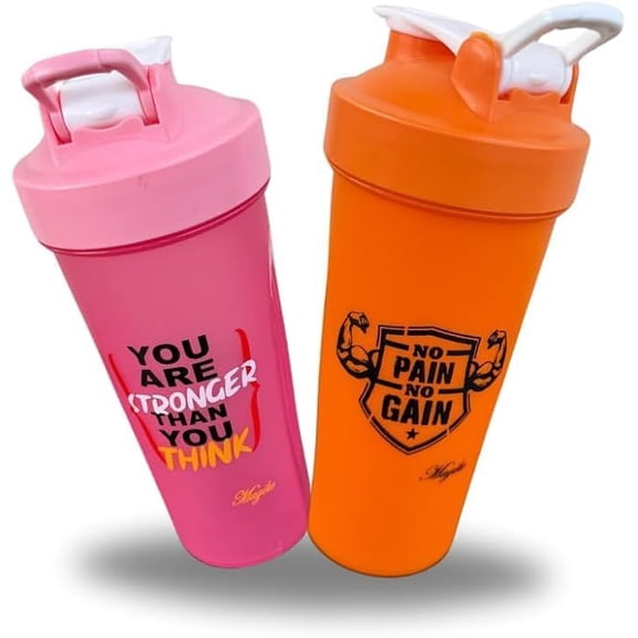 Magiko Motivational Protein Shaker Sports and Outdoor 2 Pack 28oz Nutrition Water Bottle
