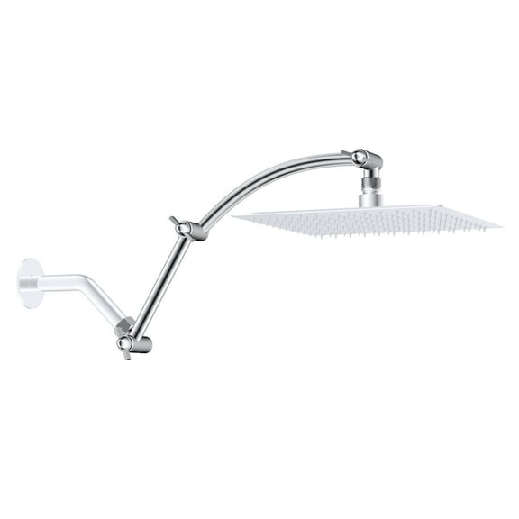 CADOVE All-Metal 16'' Shower Head Extension Arm - Crafted from Solid Brass, Featuring Flexible Height & Angle Adjustment, Locking Joint, Universal Stainless Steel Connection Extension, Chrome