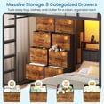 thumbnail image 5 of Metal Bunk Bed Twin Over Twin Size with Charging Station and LED Lights, L-Shaped Twin Bunk Beds with 8 Storage Drawers, Twin Loft Beds with Storage Headboard for Teen, Black, 5 of 9