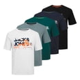 thumbnail image 1 of JACK&JONES camiseta hombre, pack de 5 - JJLUKE TEE 5PK, manga corta, cuello redondo, algodón Blanco/Azul/Negro XL (X-Large), 1 of 7