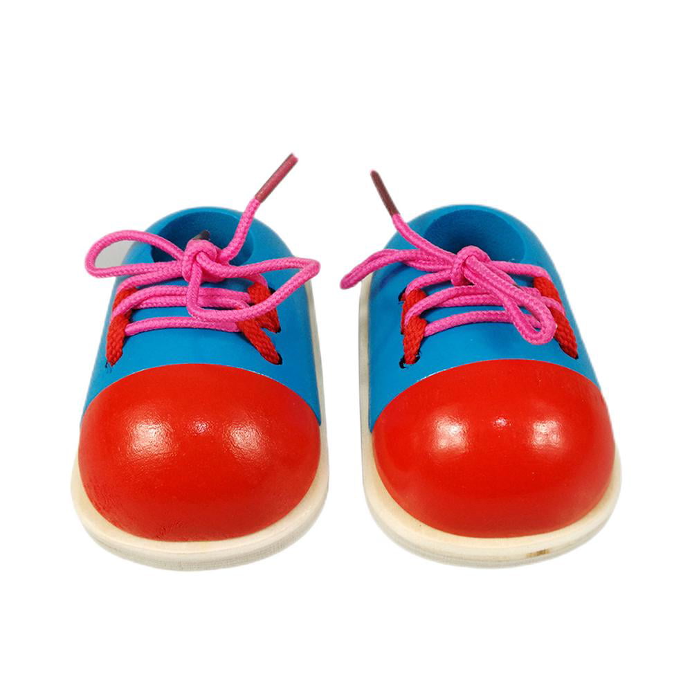 Learn To Tie Kids Wooden Lacing Shoe Laces Practice Threading Toy Educational 