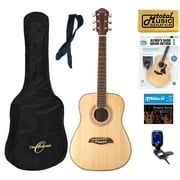 Oscar Schmidt Dreadnought 3/4 Size Acoustic Guitar, Spruce Top, Complete Bundle OG1, OG1 COMP
