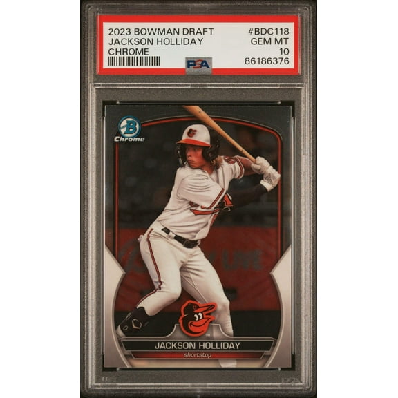 Graded 2023 Topps Bowman Draft Jackson Holliday #BDC118 Chrome Rookie RC Baseball Card PSA 10 Gem Mint