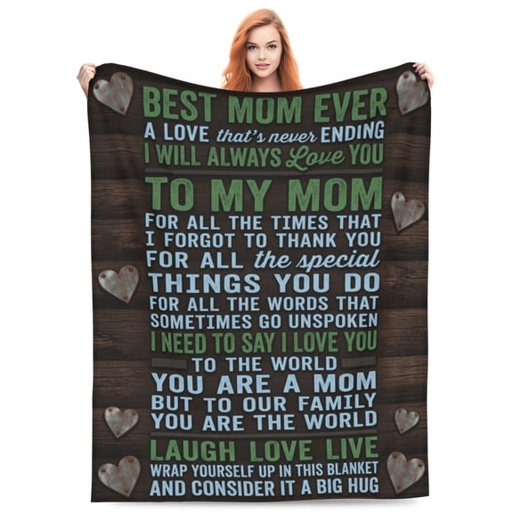 Mom Throw Blanket Flannel Cozy Pastel Heart Pattern All Season Throw Soft Warm Cozy Plush Home Decor for Couch and Bed 50x40