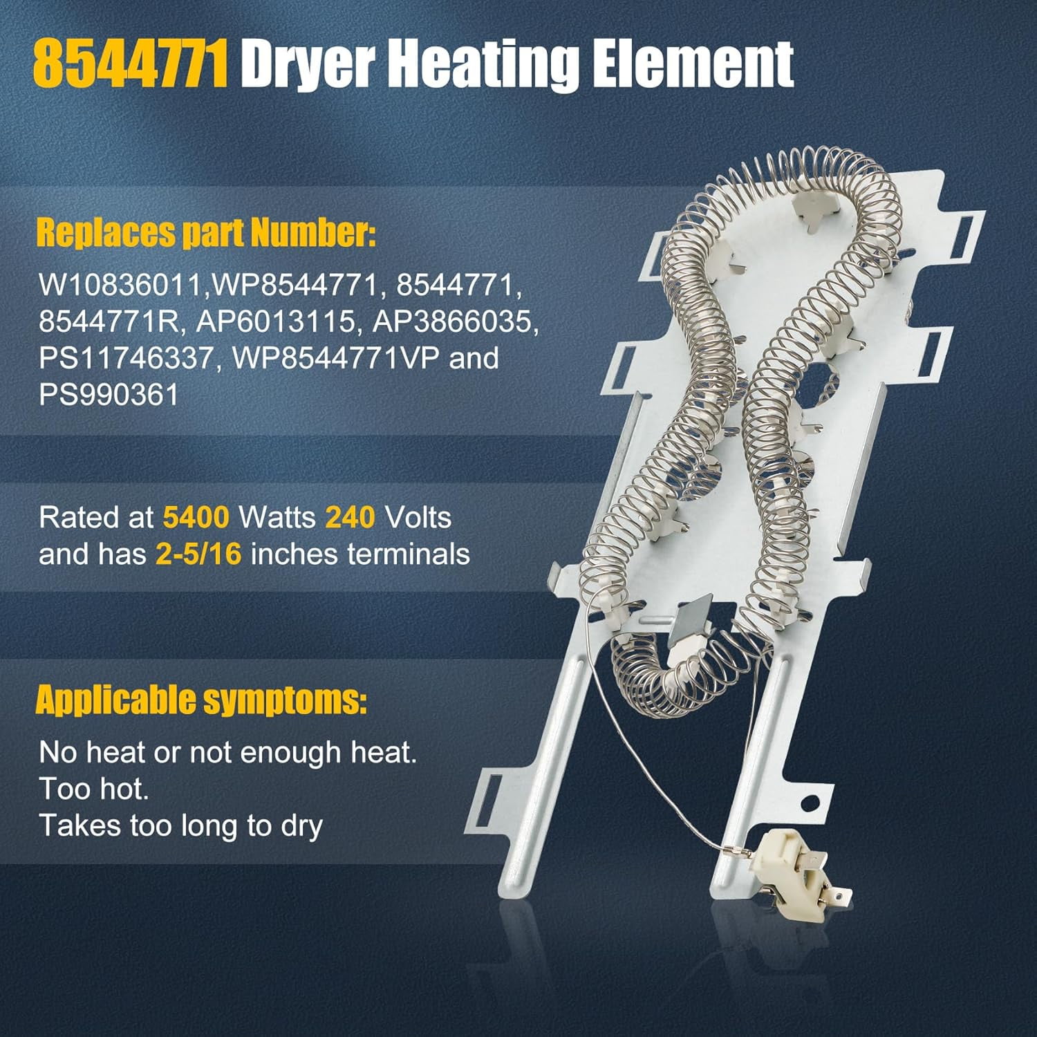 Upgraded 8544771 Dryer Heating Element 279816 Thermostat 279973 3392519 Thermal Fuse Compatible With Whirlpool Maytag Kenmore