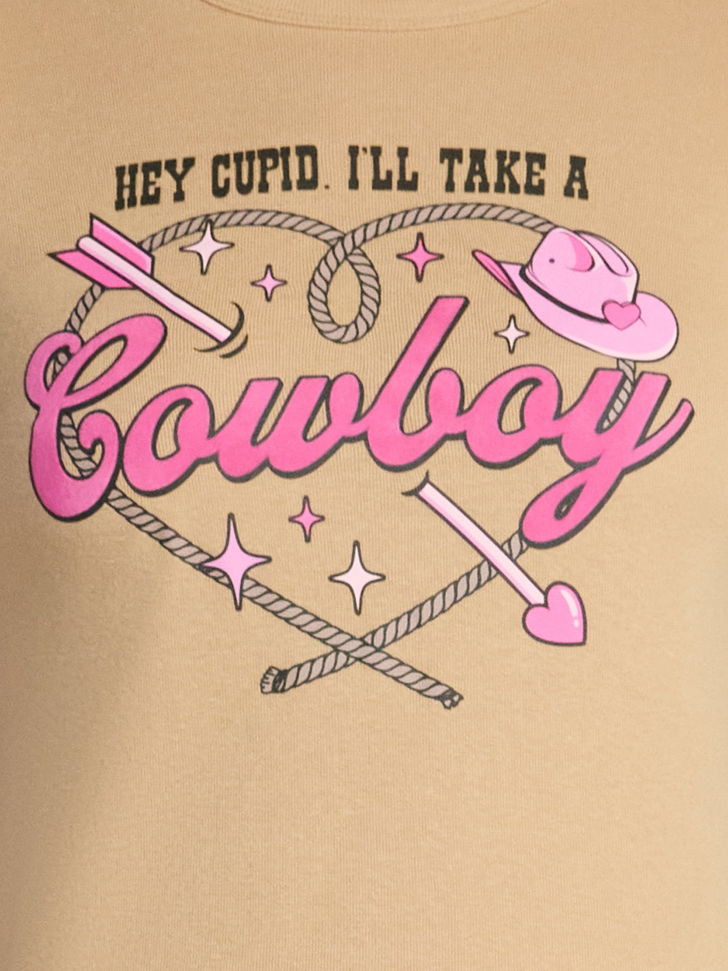 Valentine's Day Women’s Hey Cupid Cowboy Graphic Tee, Sizes XXS-XXL