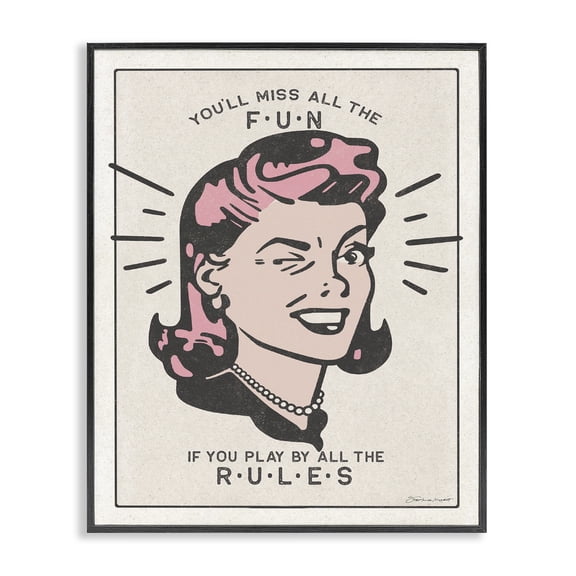 Stupell Industries Eclectic You Will Miss All The Fun Vintage Style Design Black Framed Giclee Art, 11 x 14, by Stephanie Workman Marrott