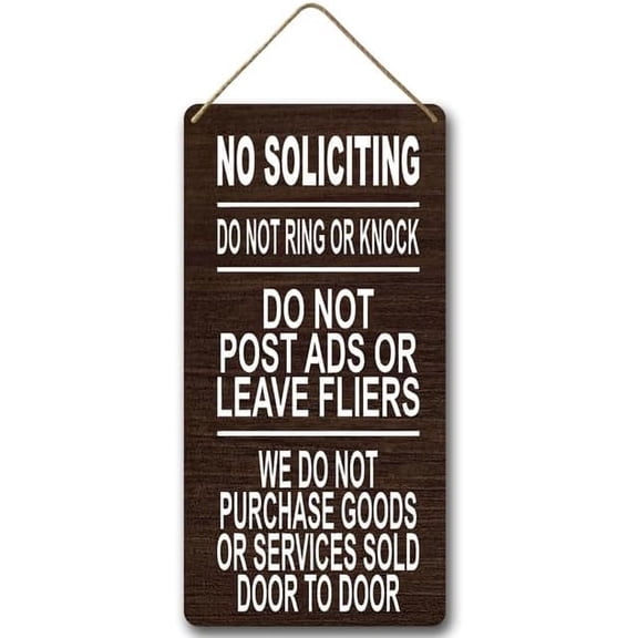6x12 IN No Soliciting Front Door Sign,Rustic Wood Farmhouse Porch Decor for Home Wall Decor,Vintage Outdoor Porch Garden Decor,Funny Hanging Wooden Plaque Decoration