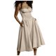 thumbnail image 1 of Vestido sin mangas y sin espalda para mujer - Vestido largo de color liso con corte en A, poliéster, ropa de fiesta y playa, 1 of 5
