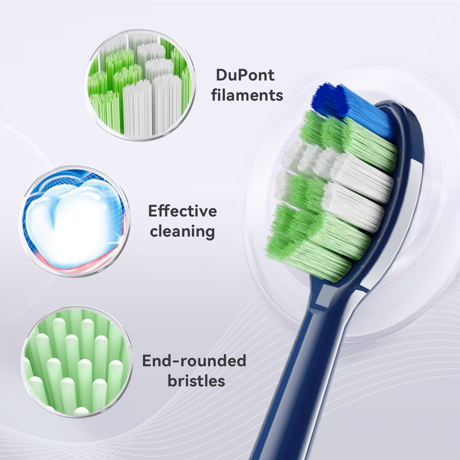 JTF Sonic Smart Toothbrush Genuine Standard Brush Heads, 7 Pack, Blue, P200