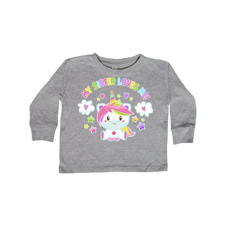 

Inktastic My Sister Loves Me with Cute Rainbow Unicorn Gift Toddler Boy or Toddler Girl Long Sleeve T-Shirt