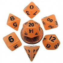 Metallic Dice Games LIC4304 10 mm Metallic Mini Dice, Glow Orange with Black Numbers - Set of 7