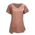 thumbnail image 4 of WIZUTIZ Womens Blouses up to 50% Off Trendy Retro Summer-Beach Tshirt V-Neck Ultra Soft Ladies Shirts Loose Fit Short Sleeve Blouse Tunics Comfy T-shirt Vintage Cotton Soft Solid Tee Tops Coffee M, 4 of 6