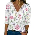 thumbnail image 1 of Tops estampados florales de otoño para mujer, mano de obra fina y diseño encantador para fiestas, viajes, vacaciones, vacaciones3, 1 of 2