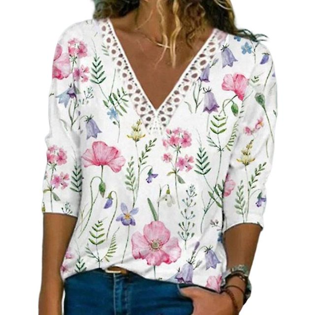 Tops estampados florales de otoño para mujer, mano de obra fina y diseño encantador para fiestas, viajes, vacaciones, vacaciones3