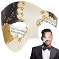thumbnail image 1 of Máscara de mascarada, máscara de bola de media cara con cintas, cómoda máscara de fantasma de la ópera, máscara de fantasma veneciana ligera para fiesta de disfraces de Halloween, 1 of 6