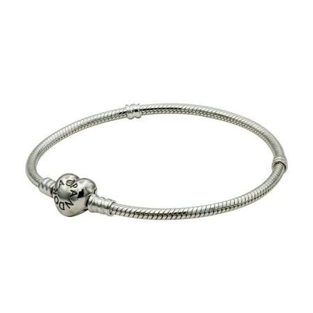 Pandora Moments Women's Sterling Silver Snake Chain Charm Bracelet with Heart Clasp