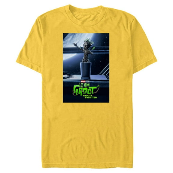 Marvel Studios I Am Groot Groot’s First Steps Episode Poster - Short Sleeve Blended T-Shirt for Adults - Customized-Yellow