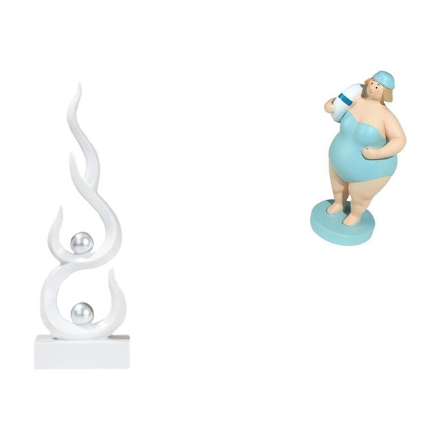 Escultura moderna de resina con forma de llama y estatua de mujer playera, adorno para oficina, patio, estantería, sala de estar, decoración de mesa,