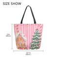 thumbnail image 5 of FORMRS Womens Canvas Tote Bag with Zipper Inner Pocket Shoulder Handbag, Brown Gingerbread House, 5 of 7