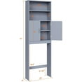 thumbnail image 2 of YYEAN Over The Toilet Storage, Taller Bathroom Organizer Space-Saving Storage Cabinet with Adjustable Shelves and Double Doors, 77 in H, Grey, 2 of 10