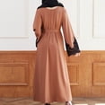 thumbnail image 4 of Women's Loose Ethnic Style Muslim Dress Pullover Long Sleeve Round Neck Swing Dresses Beige,M, 4 of 6