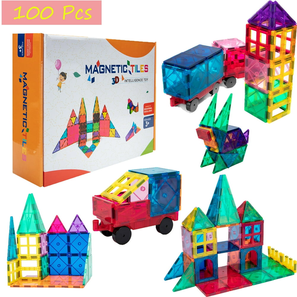 100 Pieces Tiles Blocks Clear 3D Building Blocks Tiles Set