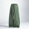 thumbnail image 5 of Aezemi Men Loose Cotton Linen Pants Baggy Wide Leg Ruched Harem Pants Elastic Waist Drawstring Palazzo Summer Beach Vacation Trousers with Pockets XXL, 5 of 6