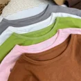 thumbnail image 3 of Autumn Boy Girl Baby O-neck Solid Bottoming Shirt Children Simple Casual Long Sleeves T-shirt Kid Cotton Tops Infant Unique Tees, 3 of 6