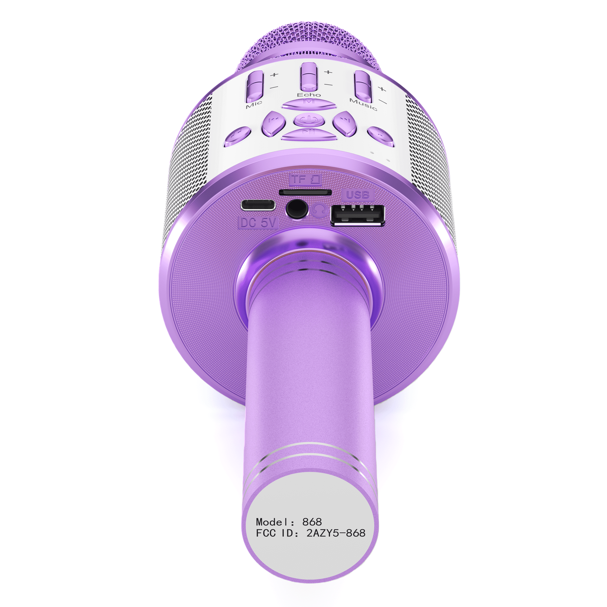 Bonaok Bluetooth Wireless Karaoke Microphone, Portable Handheld Karaoke Machine with LED Lights, Bluetooth Microphone Speaker Singing Gift for Kids Adults(Light Purple)