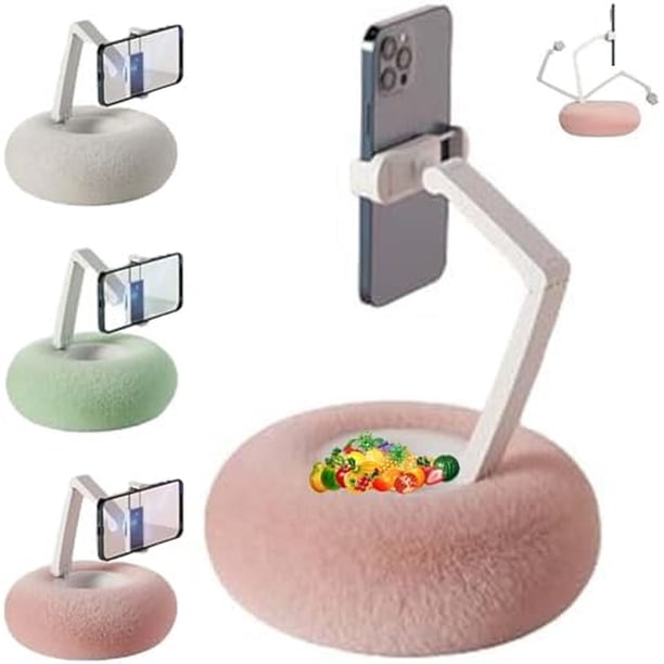 Soporte teléfono para con tazón para Aperitivos, Soporte para de Peluche, Almohada Ajustable para de 360° Altamente Ajustable con Tela de Felpa Suave con teléfono o Tablet de 4.7-13,B - Pin