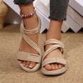 thumbnail image 6 of HomeDM Women's Walking Sandals Open Toe Ankle Strap Summer Slip On Comfort Beach Sandals for Outdoor Travel, Khaki Size 8.5, 6 of 10